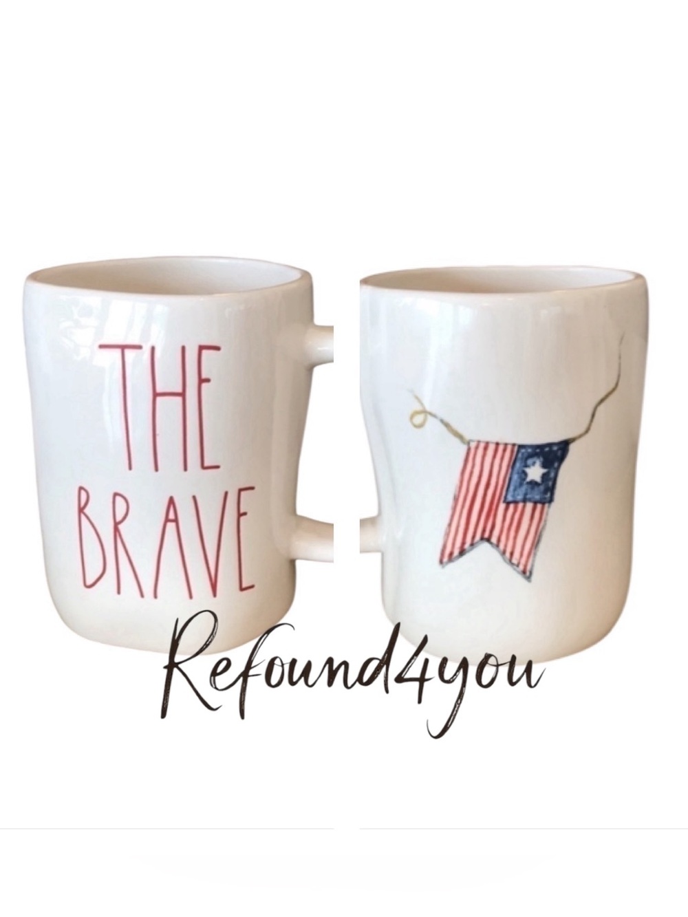 Rae Dunn - 3/$48 - ‘The Brave’ two-sided ceramic mug. NWT Firm unless bundled!